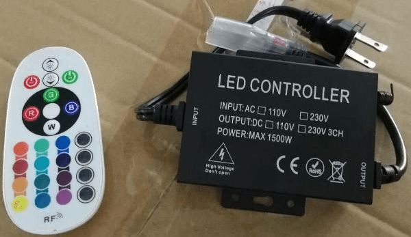 RGB RF Remote Controller, 16 Colors, 1500W, 100-130V/200-240V AC LED Dimmer