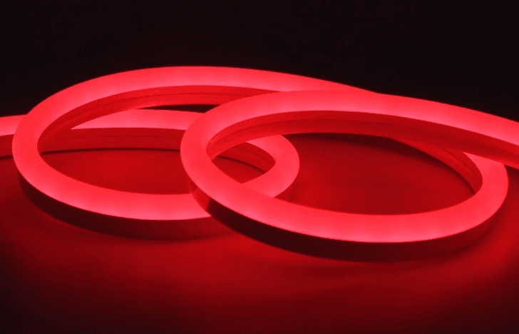10mm Silicone LED Neon Rope Light, Red 620–630nm, 12VDC, 8.5W/m, IP67, 20m Roll