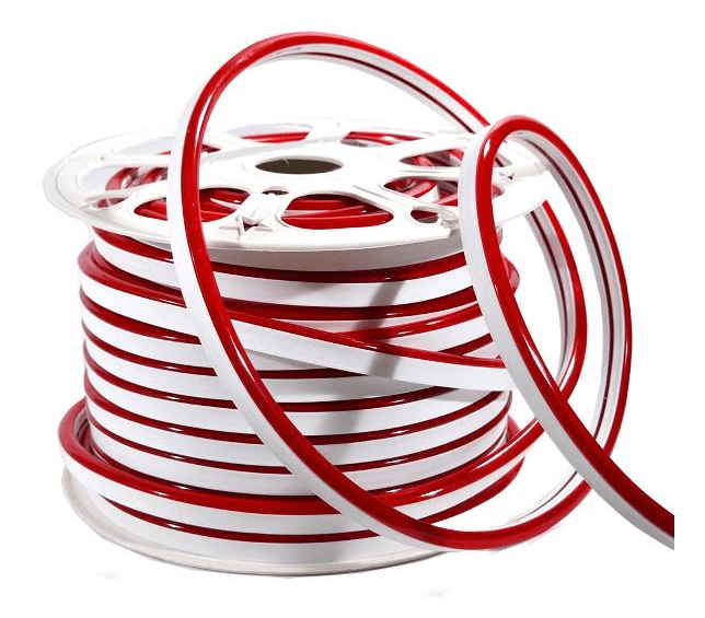 Flexible LED Neon Strip, Red, 120V, 8W, IP65, 50-Meter Roll