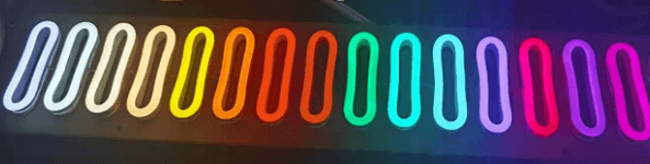 6mm LED Neon Flex Strip, 12VDC, IP67 Silicone, Multi-Color Sample Board
