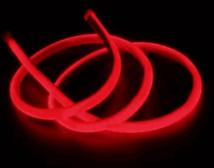 6mm LED Neon Rope Light, 12VDC Red, 8W/m IP67 Silicone, 30m Roll