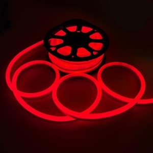 8cm Flexible LED Neon Strip, Red, 6W/m, 120V AC, IP67 Silicone, 50m Roll