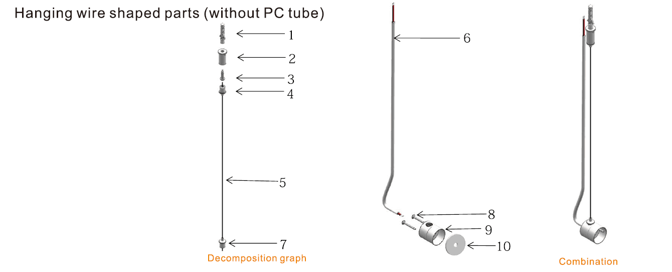Hanging Wire Shaped Parts for Neon Middle Without PC Tube