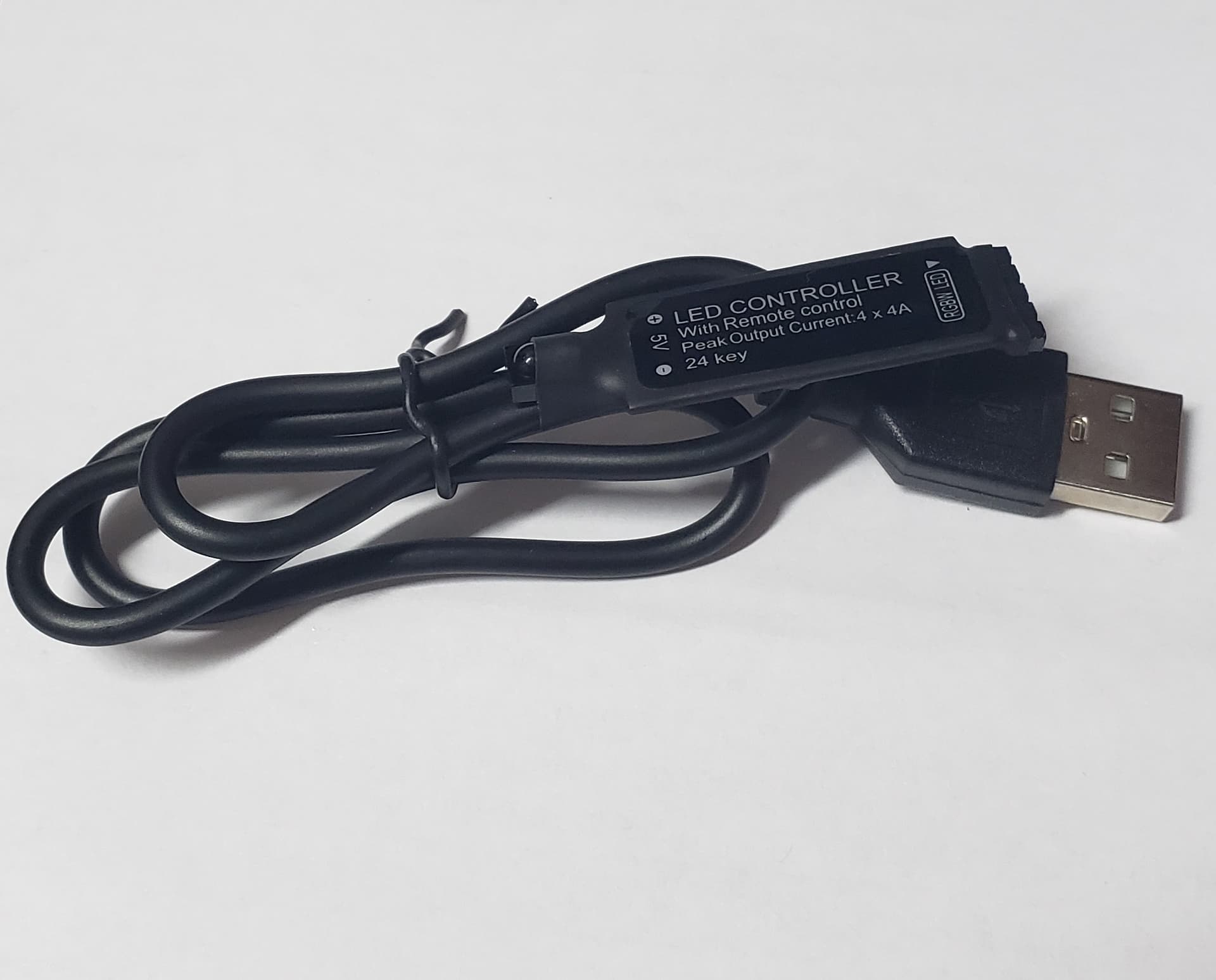 FINAL SALE - Limited 30-day Warranty- Price Drop 25%- 4 channel mini controller for M-S-50-RGBW-2M 4Amps/5V 24 key RGBW USB plug