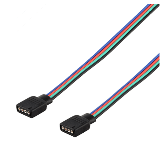 RGB 4-Pin Connector Cable, Dual Female Ends, 6 in. Black PVC, 5 Pieces per Bag
