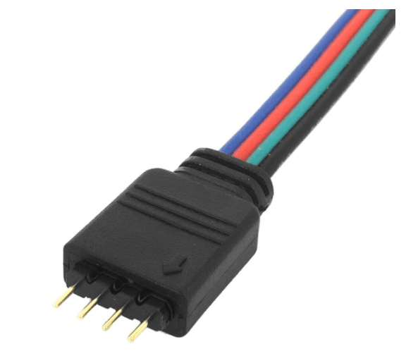 RGB 4-Pin Dual Male Connection Cable, 4 In. Length, PVC Construction, 5-Pack