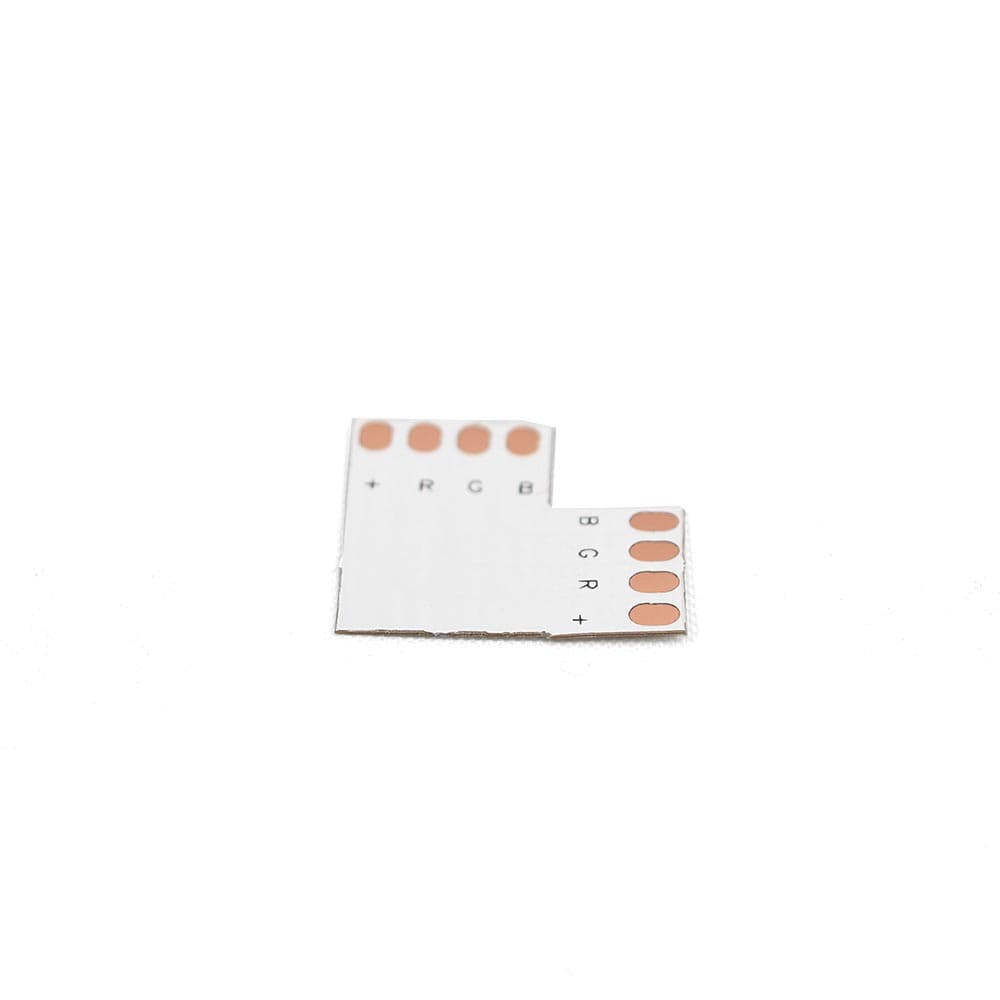 L-Corner Connector for 10mm LED Strip PC Board, 4-Conductor (5-Pack)