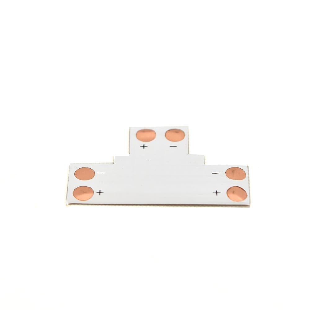 T-Shape 2-Conductor 10mm PC Board LED Strip Connector, Single Color