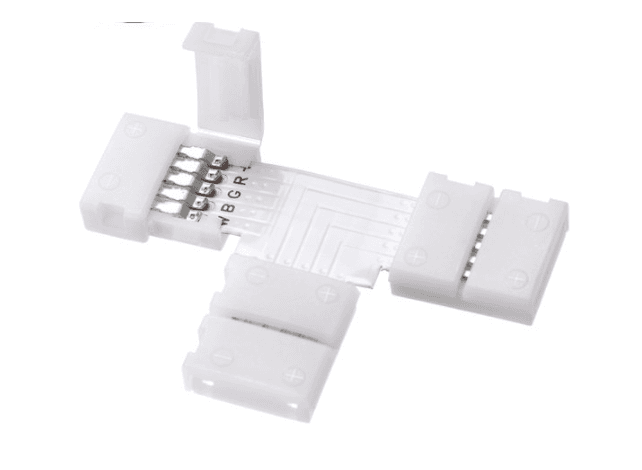 T-Shape 5-Conductor Connector for 12mm RGBW LED Strip, PC Board, 5-Pack