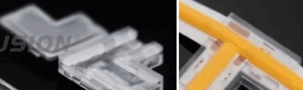 T or L-Shape COB Connector for 8mm Single-Color IP20 COB Strip, No-Dark-Area, 5-Pack
