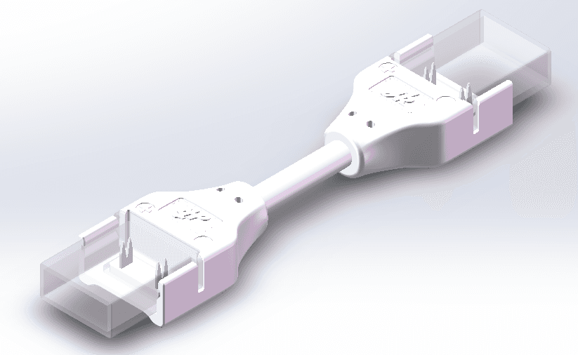 Two end connector for IP67 waterproof 10mm pcb bicolor cob strip single color, joint strip to strip transparent connector, 15cm cable length in middle 5pcs/bag
