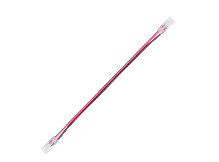 Connector Strip to Strip bridge for single color high density IP20 8mm 2 pin, Max 36V/2.5A with 22AWG 150mm Black- Red Flat wire fixed 5 Pcs/Bag