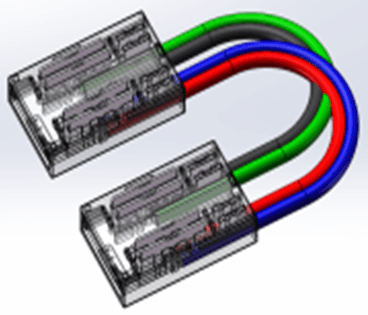 RGB 4 Pin Two side connector for IP20 10mm cob strip, with cable (L)6" 5 pcs/bag