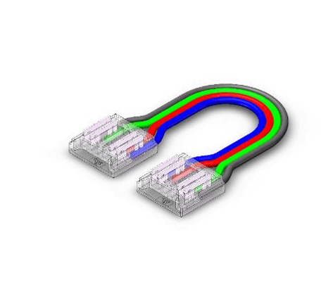 4-Pin 12mm RGB LED Strip Connector, Strip-to-Strip, 15cm Wire, IP20 (5-Pack)