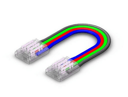 4-Pin 8mm RGB Strip Connector, 15cm Wire, IP20, 5-Pack