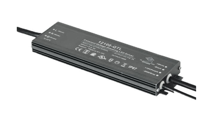 Lumipro 24VDC 100W Waterproof LED Power Supply 120VAC Input IP67 Triac and 0-10V Dimmable with Dimmer Switches - 7x2.5x0.75in