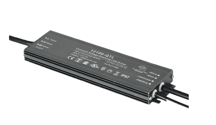 Lumipro 12VDC 100W Waterproof LED Power Supply 120VAC Input IP67 UL Listed Triac and 0-10V Dimmable with Dimmer Switches - 7x2.5x0.75in