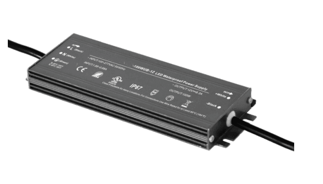 Discontinued Item- Lumipro 12VDC 100W Waterproof LED Power Supply 120VAC Input IP67 UL Listed 7x2.5x0.75in