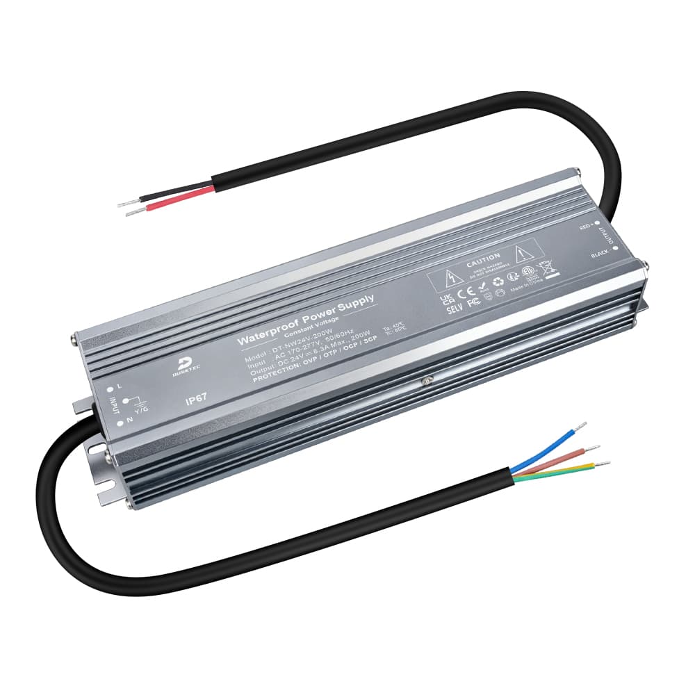 Lumipro Outdoor Power Supply 200W Output 24VDC Current 8.3A Input Voltage 100-130VAC PF0.85 Dim 226x64x39mm IP67 3 yrs wrrnty ETL