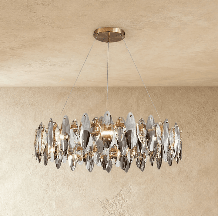 RS CHANDELIER AELGAR Color: Crystal Material: Iron & Crystal Dimensions: 39.3 x 11 in Weight: 71lb Load: 168W
