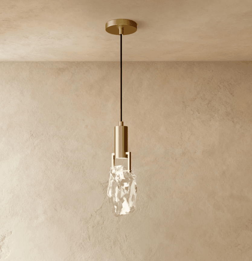 RS CHANDELIER Color: Crystal & Gold Material: Brass & Crystal Dimensions: 4.7 x 11 in Weight: 3.3lb Load: 5W