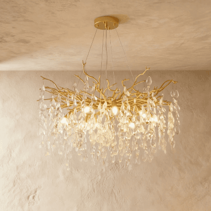 RS CHANDELIER VELORA Color: Crystal Material: Aluminum & Crystal Dimensions: 32 x 24 in Weight: 30.8lb Load: 145W