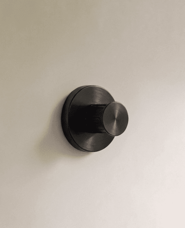 Vestige Door Lock, Color: Black, Dimensions: rose diameter 2.17", rose depth 0.20", Function: Privacy turn, locks at 45°, 1 yr Wrrty