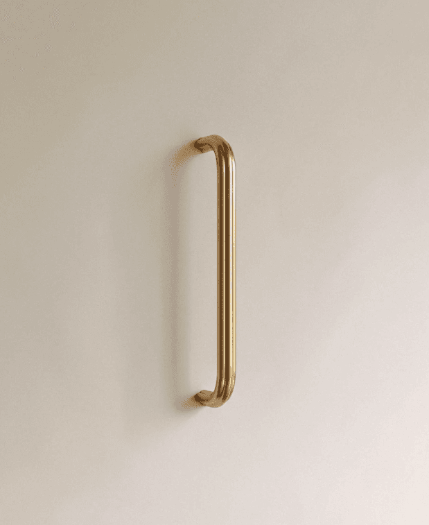Gatsby Cabinet Pull Color: Satin Brass, Dimensions: overall 10.50", hole spacing 10", projection 1.25", Hole spacing: 10", 1 yr Wrrty
