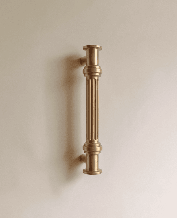 Vestige Cabinet Pull, Color: Satin Brass, Dimensions: overall 10.89", hole to hole 9.72", projection 1.71", 1 yr Wrrty