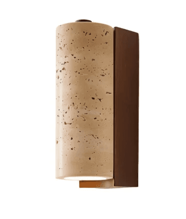 Indoor LED Wall Sconce, 15 W, 3000 K, Travertine and Wood, 90-260 VAC Input