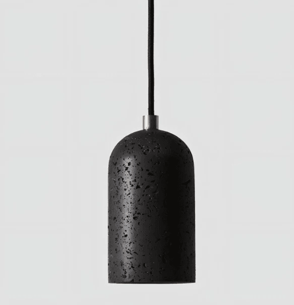 Travertine and Iron Pendant Light, 15 W, 90-260 VAC, E27 Socket, Black Finish