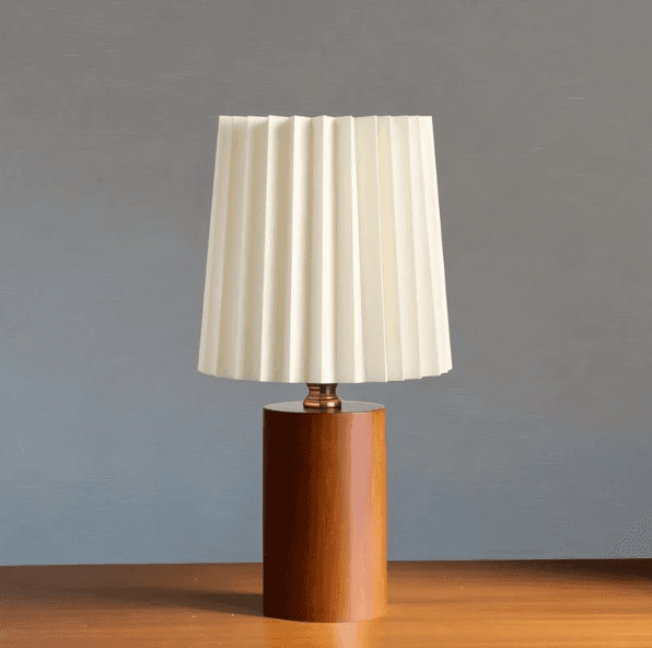 Decorative LED Table Lamp, 5 W, 3000 K, 120-240 V AC, Walnut Wood and Brass