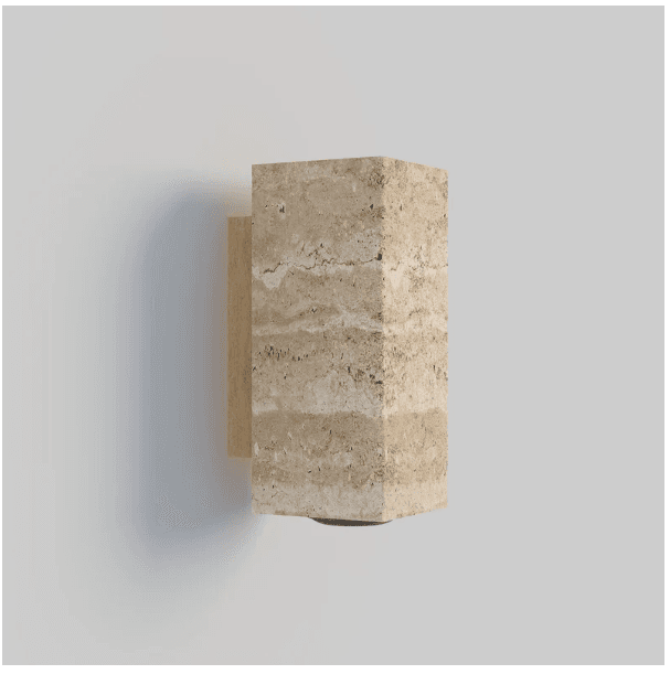 LED Wall Lamp, 5 W, 3000 K, 100 lm, IP20, Travertine and Metal Body, 120-240 V AC