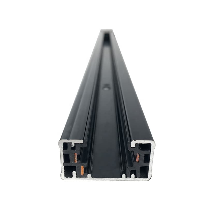 H-Type 3-Conductor Track Section, 4 ft Single-Circuit, Black Finish with End Cap