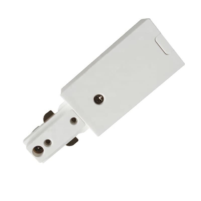 End connector for track, allows for voltage input through back