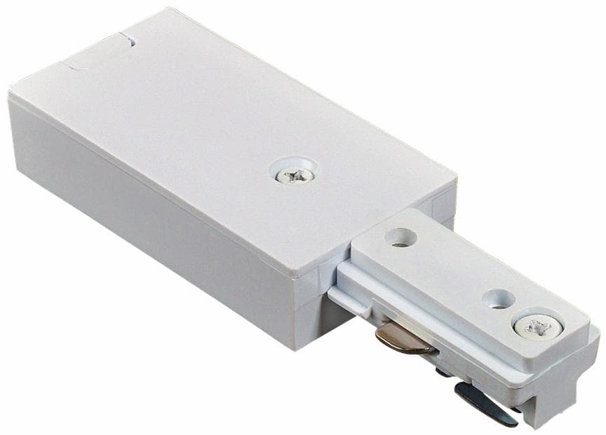 Live End Track Connector, 3-Wire H-Type, Recessed Track, White Finish