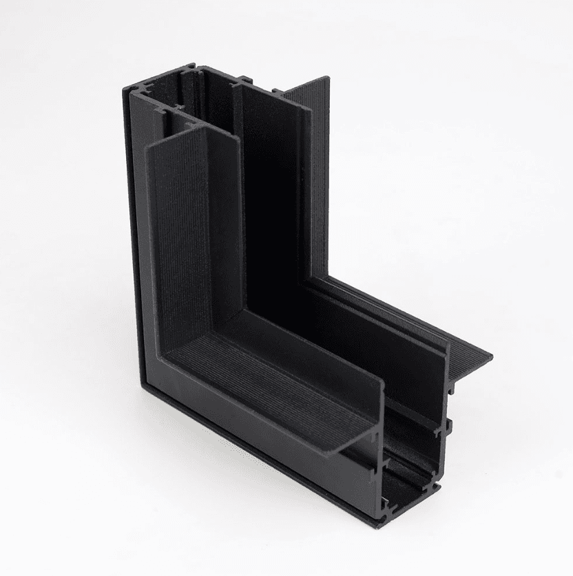 Magnetic Track Rail L Vertical Corner Connector, Flush Mount, Black Aluminum
