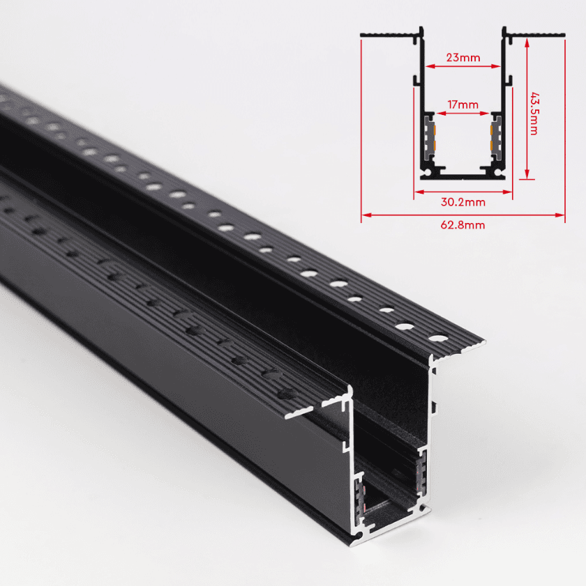 Magnetic Track Rail, 20 Style Plaster-Mounted, 1 m Length, Black Finish