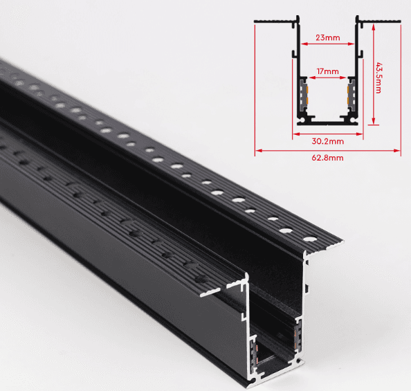 Plaster-Mount Magnetic Rail Track, 20-Style, 2M Length, Black Finish