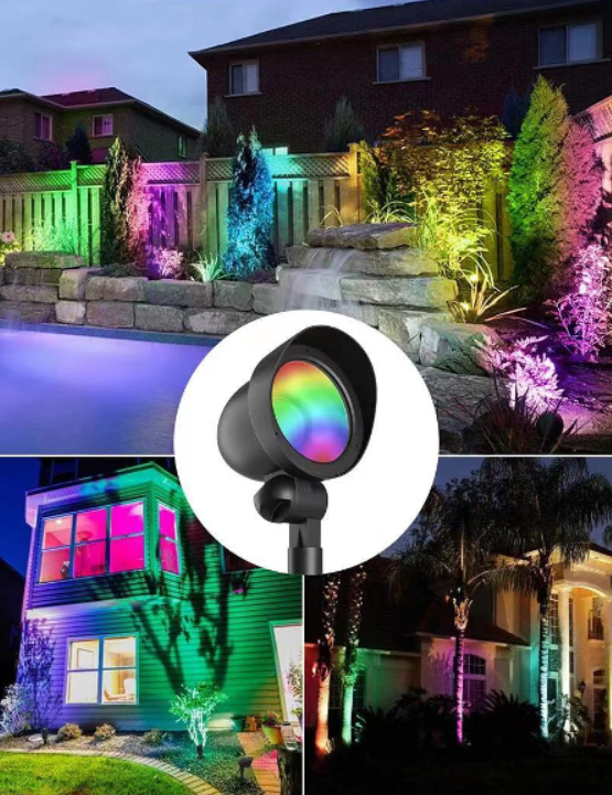 Smart RGBW Spot Lights 12W;AC/DC 12-24V; IP 65, 900lm; RGBCW APP control Dimension:98x101x327  Material:Aluminium, ETL Listed