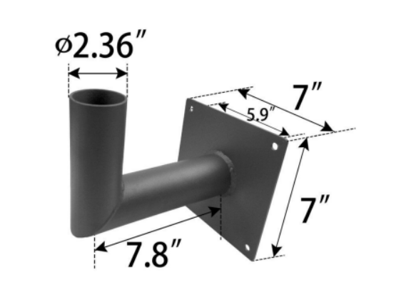 Wall Mount Adapter, creates 2-3/8" tenon, 90degree angle, bronze finish