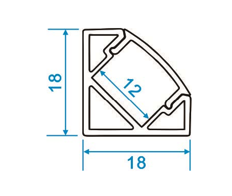 Corner LED Aluminum Channel Profile, 18.7×18.7mm, Silver Anodized, 9.84 ft
