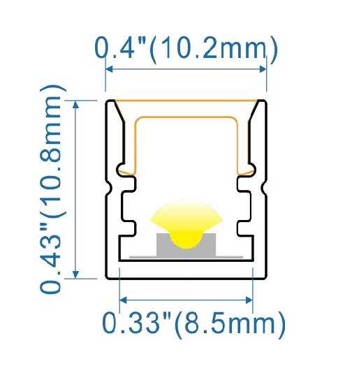 Silver profile, 10.8mm x10.2mm, 2000mm length