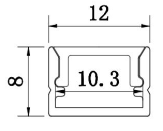 Surface Mount Aluminum LED Channel Profile, 12x8mm Anodized, 98" Length
