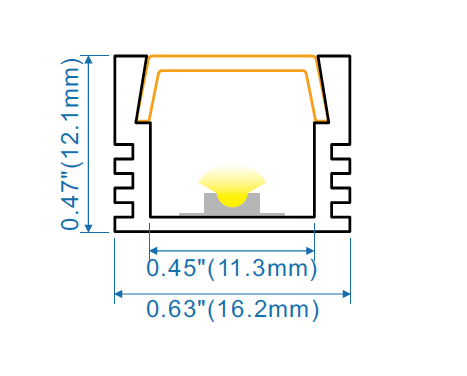 Surface - W:16mm*H:12mm*L:10'/120" (3m), InnerW:11.2mm