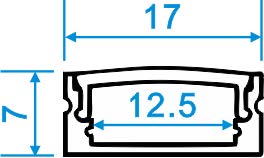 Surface Mount Aluminum LED Channel Profile, 17mm x 7mm, Up to 4m Length