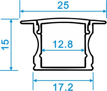 Surface Wing Aluminum LED Channel Profile, 17mm x 15mm, 98-Inch Length
