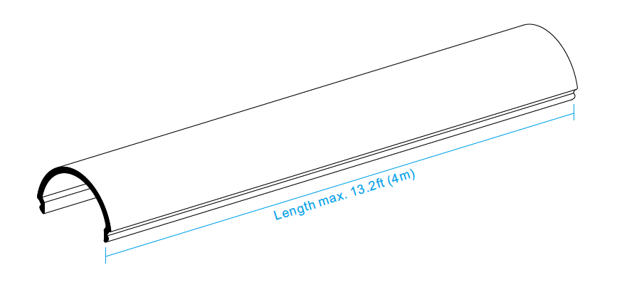 Round Opal frosted cover, L:8.2'/98" (2.5m)