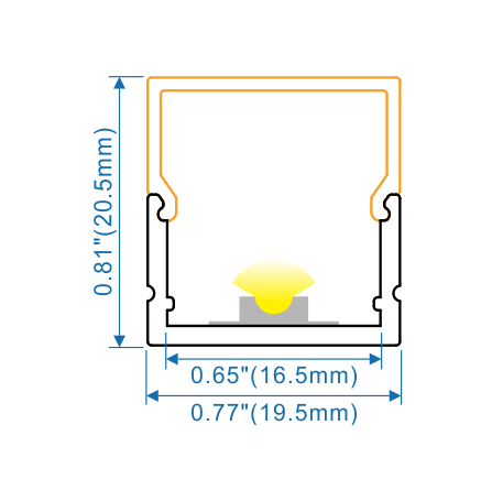 Square Surface- W:20mm*H:20mm*L:9.8 FT, (3 m), InnerW:17mm