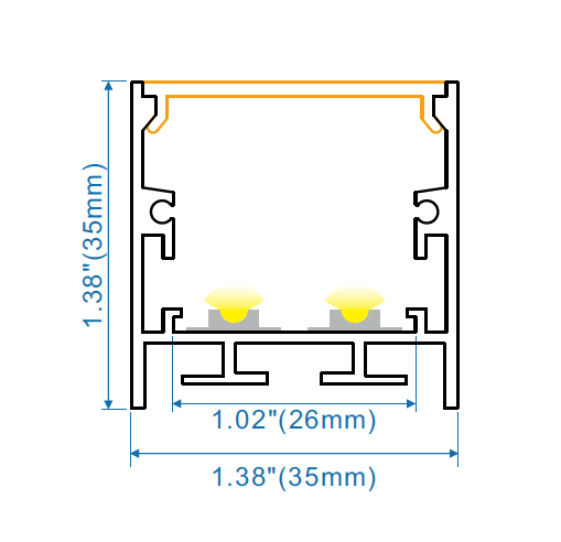 Surface & Hanging Mount Aluminum LED Channel Profile, 35x35mm Anodized